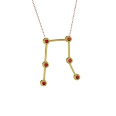 Gemini Kolye - Garnet 8 ayar altın kolye (40 cm rose altın rolo zincir) #1exqaub