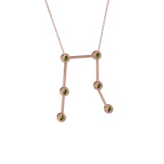 Gemini Kolye - Peridot 18 ayar rose altın kolye (40 cm rose altın rolo zincir) #1fg1l06