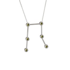 Gemini Kolye - Peridot 18 ayar beyaz altın kolye (40 cm beyaz altın rolo zincir) #1gcfoey