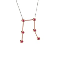 Gemini Kolye - Rodolit garnet 14 ayar rose altın kolye (40 cm beyaz altın rolo zincir) #1hau6wt