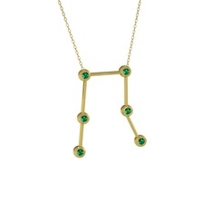 Gemini Kolye - Yeşil kuvars 925 ayar altın kaplama gümüş kolye (40 cm altın rolo zincir) #1hemr9g