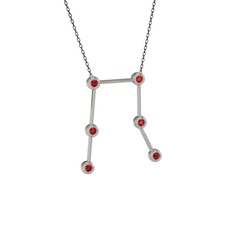Garnet 8 ayar beyaz altın kolye (40 cm gümüş rolo zincir)