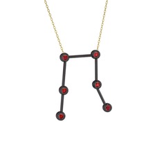 Gemini Kolye - Garnet 925 ayar siyah rodyum kaplama gümüş kolye (40 cm altın rolo zincir) #1iqzs55