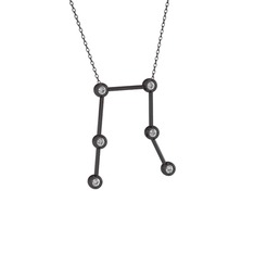 Gemini Kolye - Swarovski 925 ayar siyah rodyum kaplama gümüş kolye (40 cm gümüş rolo zincir) #1iv38vm
