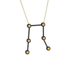 Gemini Kolye - Sitrin 925 ayar siyah rodyum kaplama gümüş kolye (40 cm gümüş rolo zincir) #1j27i3u
