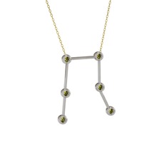 Peridot 8 ayar beyaz altın kolye (40 cm altın rolo zincir)