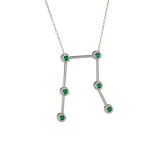 Gemini Kolye - Yeşil kuvars 925 ayar gümüş kolye (40 cm beyaz altın rolo zincir) #1jg8nsq