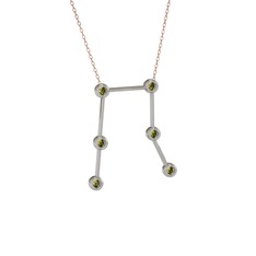 Gemini Kolye - Peridot 925 ayar gümüş kolye (40 cm rose altın rolo zincir) #1kbzo5x