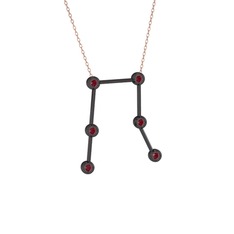 Gemini Kolye - Kök yakut 925 ayar siyah rodyum kaplama gümüş kolye (40 cm rose altın rolo zincir) #1kq4tvj