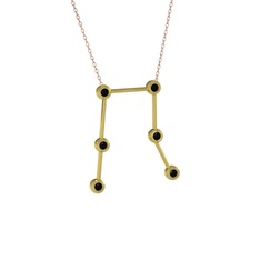 Gemini Kolye - Siyah zirkon 14 ayar altın kolye (40 cm rose altın rolo zincir) #1lnnhfu