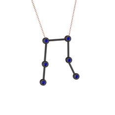 Gemini Kolye - Lab safir 925 ayar siyah rodyum kaplama gümüş kolye (40 cm rose altın rolo zincir) #1lzq8oo