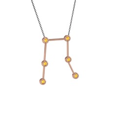Gemini Kolye - Sitrin 925 ayar rose altın kaplama gümüş kolye (40 cm gümüş rolo zincir) #1m183un