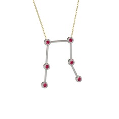 Gemini Kolye - Rodolit garnet 18 ayar beyaz altın kolye (40 cm altın rolo zincir) #1n2cge8