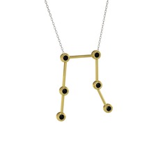 Gemini Kolye - Siyah zirkon 18 ayar altın kolye (40 cm beyaz altın rolo zincir) #1ndpxu8