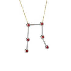 Gemini Kolye - Garnet 18 ayar beyaz altın kolye (40 cm altın rolo zincir) #1oxud33