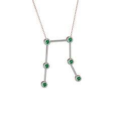 Gemini Kolye - Yeşil kuvars 14 ayar beyaz altın kolye (40 cm gümüş rolo zincir) #1s9901p