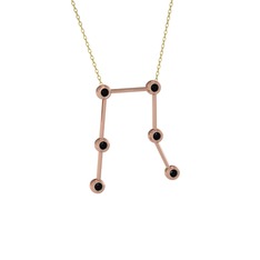 Gemini Kolye - Siyah zirkon 14 ayar rose altın kolye (40 cm altın rolo zincir) #1t0uqw6