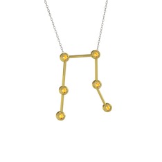 Gemini Kolye - Sitrin 925 ayar altın kaplama gümüş kolye (40 cm beyaz altın rolo zincir) #1veuel2