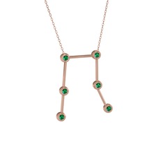 Gemini Kolye - Yeşil kuvars 925 ayar rose altın kaplama gümüş kolye (40 cm gümüş rolo zincir) #2elxul
