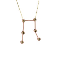 Gemini Kolye - Peridot 8 ayar rose altın kolye (40 cm gümüş rolo zincir) #397yo