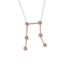Gemini Kolye - Pırlanta 18 ayar rose altın kolye (0.288 karat, 40 cm beyaz altın rolo zincir) #3hz34o