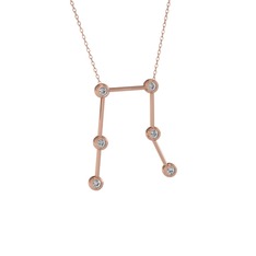 Gemini Kolye - Swarovski 18 ayar rose altın kolye (40 cm rose altın rolo zincir) #3up3dr