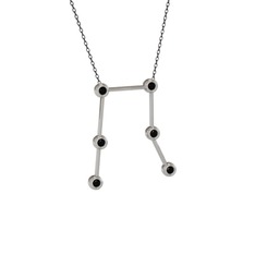 Gemini Kolye - Siyah zirkon 18 ayar beyaz altın kolye (40 cm gümüş rolo zincir) #47xf7i