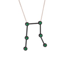 Gemini Kolye - Yeşil kuvars 925 ayar siyah rodyum kaplama gümüş kolye (40 cm rose altın rolo zincir) #49k5pe