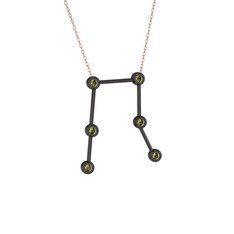 Gemini Kolye - Peridot 925 ayar siyah rodyum kaplama gümüş kolye (40 cm rose altın rolo zincir) #5dlq03