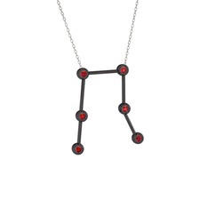 Gemini Kolye - Garnet 925 ayar siyah rodyum kaplama gümüş kolye (40 cm beyaz altın rolo zincir) #5f8nl7