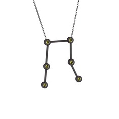 Gemini Kolye - Peridot 925 ayar siyah rodyum kaplama gümüş kolye (40 cm gümüş rolo zincir) #5k8uey