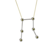 Gemini Kolye - Peridot 8 ayar beyaz altın kolye (40 cm altın rolo zincir) #5w95bq
