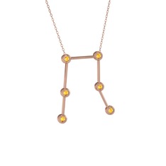 Gemini Kolye - Sitrin 925 ayar rose altın kaplama gümüş kolye (40 cm rose altın rolo zincir) #6xmf1y