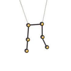 Gemini Kolye - Sitrin 925 ayar siyah rodyum kaplama gümüş kolye (40 cm beyaz altın rolo zincir) #79hu4w