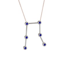 Lab safir 8 ayar beyaz altın kolye (40 cm rose altın rolo zincir)