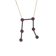 Rodolit garnet 925 ayar siyah rodyum kaplama gümüş kolye (40 cm gümüş rolo zincir)