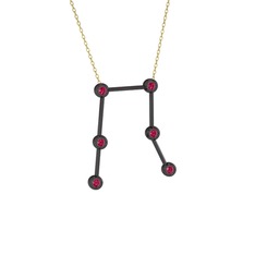 Gemini Kolye - Rodolit garnet 925 ayar siyah rodyum kaplama gümüş kolye (40 cm gümüş rolo zincir) #99uxvh