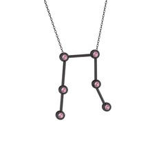 Gemini Kolye - Pembe kuvars 925 ayar siyah rodyum kaplama gümüş kolye (40 cm gümüş rolo zincir) #9m4f8l