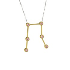 Pembe kuvars 8 ayar altın kolye (40 cm beyaz altın rolo zincir)