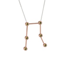 Gemini Kolye - Peridot 18 ayar rose altın kolye (40 cm beyaz altın rolo zincir) #au2trp