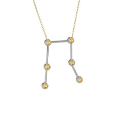 Gemini Kolye - Sitrin 8 ayar beyaz altın kolye (40 cm gümüş rolo zincir) #bgiq2y