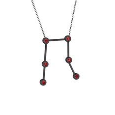 Gemini Kolye - Garnet 925 ayar siyah rodyum kaplama gümüş kolye (40 cm gümüş rolo zincir) #c13tp1