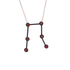 Gemini Kolye - Garnet 925 ayar siyah rodyum kaplama gümüş kolye (40 cm rose altın rolo zincir) #c9g3d8