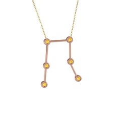 Gemini Kolye - Sitrin 14 ayar rose altın kolye (40 cm gümüş rolo zincir) #ca8snf