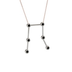 Gemini Kolye - Siyah zirkon 8 ayar beyaz altın kolye (40 cm rose altın rolo zincir) #cxtj8n