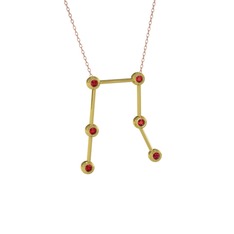 Gemini Kolye - Garnet 14 ayar altın kolye (40 cm rose altın rolo zincir) #d3nipf