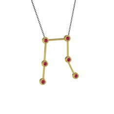 Gemini Kolye - Rodolit garnet 18 ayar altın kolye (40 cm gümüş rolo zincir) #ddp3bq