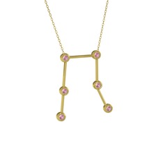 Pembe kuvars 18 ayar altın kolye (40 cm gümüş rolo zincir)