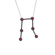 Gemini Kolye - Rodolit garnet 925 ayar siyah rodyum kaplama gümüş kolye (40 cm gümüş rolo zincir) #f64scu