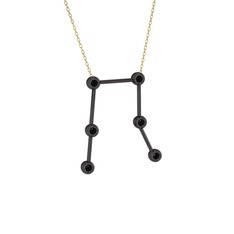 Gemini Kolye - Siyah zirkon 925 ayar siyah rodyum kaplama gümüş kolye (40 cm altın rolo zincir) #fnoabh